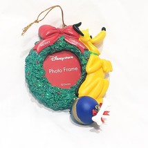 Disney Pluto Photo Frame Merry Christmas Ornament Resin 5&quot;  2001 Bone Pi... - £19.41 GBP