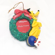 Disney Pluto Photo Frame Merry Christmas Ornament Resin 5&quot;  2001 Bone Pi... - £19.34 GBP