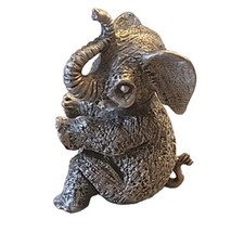 Elephant Figurine Hudson Pewter Figure 699 Sitting Baby 1 7/8&quot; Tall Gray - $17.75