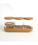 Ikea SAXBORGA Jar with Lid and Tray Set of 5 Glass &amp; Cork 403.918.79 Dam... - £26.39 GBP