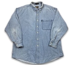 Vintage Chaps Ralph Lauren Shirt 17 32/33 Blue Men Denim Button Up Cotton Pocket - £19.32 GBP