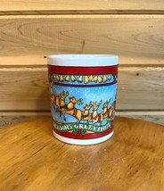 Seasons Greetings Vintage Christmas Coffee Cup Mug 8 oz Devivo - £13.24 GBP