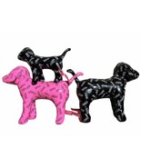 LOT OF 3 VICTORIA&#39;S SECRET Shiny PINK &amp; BLK DOGS 2 LARGE 13&quot; + MINI 7&quot; F... - £37.98 GBP