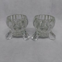 3 Footed Taper Candle Holder Votive Cup 2 Matching Clear Glass - $18.95