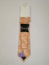 Men's Stacy Adams Tie and Hankie Set Woven Silky Fabric #Stacy110 Cognac image 2