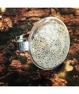 Unique SILVER BEADS SHAKER RING adjustable STATEMENT globe GLASS handmad... - €13,01 EUR