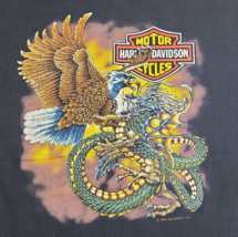 Vtg 1988/1992 Harley Davidson Eagle vs Dragon Single Stitch Faded Black ... - $77.39