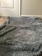 Chanasya Large Gray Super Soft Sherpa Shaggy Throw Blanket Size - £47.17 GBP