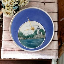 Georgetown Pottery Lighthouse Clock Round Maine Coast Vintage Signed Handpainted - $34.64
