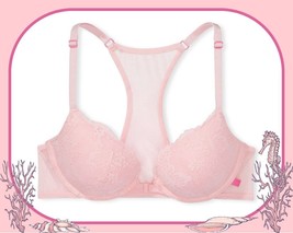 38DD Blossom Pink Lace FrontClose Extreme Lift Victorias Secret Plunge PU UW Bra - £32.06 GBP