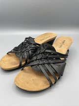 Minnetonka Black Strappy Wedge Slip On Sandals Womens 8 - $294.11 MXN