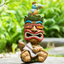 Solar Tiki Decor-Outdoor Statues-Funny Guitar Man - Tiki Bird Tiki Bar Decoratio - £37.83 GBP