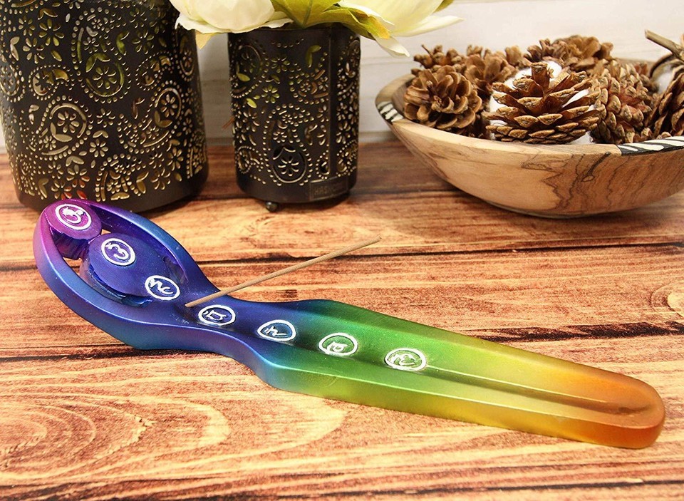 Reclining Spiral Goddess Divine Feminine Chakra Colors Incense Burner Fi... - $21.99