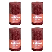 Bolsius Rustic Pillar Candles Shine 4 pcs 130x68 mm Velvet Red - £16.08 GBP