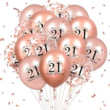 21St Birthday Balloons 18 Pcs Rose Gold Happy 21St Birthday Latex Balloons Confe - £9.02 GBP