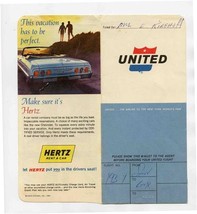 United Airlines Ticket Jacket Tickets &amp; Luggage Tags 1964 - £14.24 GBP