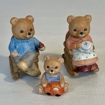 VINTAGE Homco 1470 Rocking Chair Bear Family Figurines Complete Set of 3 Bears - £7.72 GBP