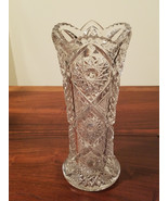 Stunning Brilliant Cut Glass Hobstar/Pinwheel Vase 9 3/4&quot; x 4 1/4&quot; - $49.45