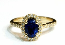 2Ct Engagement Ring Simulated Sapphire Diamond 14k Yellow Gold Plated Silver - £69.61 GBP