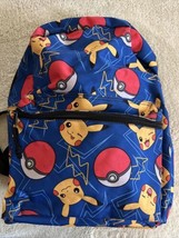 Pokemon Blue Red White Pokeball Yellow Pikachu Kids Backpack - £9.79 GBP