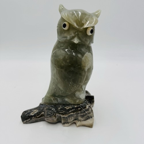 Alabaster Owl Sculpture Figurine Bird 8in Italy Marble Large Vintage Hand Carved Item image 10