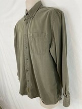 Timberland Mens M Drab Green Organic Cotton Denim Shirt - $34.75