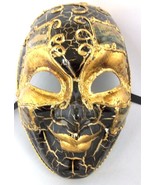Black Gold Full Face Joker Jester Venetian Mask Masquerade Mardi Gras - $377.05 MXN