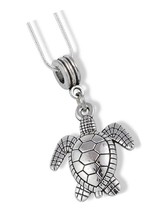 Large Silver Coloured Sea Turtle Charm Chain Necklace - $80.65