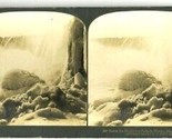 Stereoview Below Horseshoe Falls Winter Niagara Falls New York Canada - $14.85