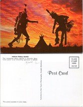 USA Oklahoma Native American Tribal Dance Sunset Teepee Vintage Postcard - £7.39 GBP