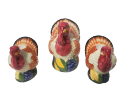 Vtg Cooks Bazaar Harvest 2 Turkey Taper Candle Holders 1 Small Turkey Tu... - £15.58 GBP