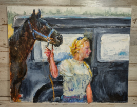 Little Blue Hand Livingston Montana I Are Okay Painting Impressionist Girl Horse - £183.02 GBP