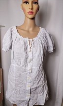 Vintage Hand Made White Blouse Top Button Front Size XXL Womens VTG - £10.26 GBP