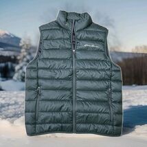 Eddie Bauer Puffer Vest Cirruslite EB650 Down Mens Size Medium Green Lig... - $39.60
