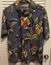 Tommy Bahama 100% Silk Hawaiian Shirt Blue Colorful Floral Size M - £61.52 GBP