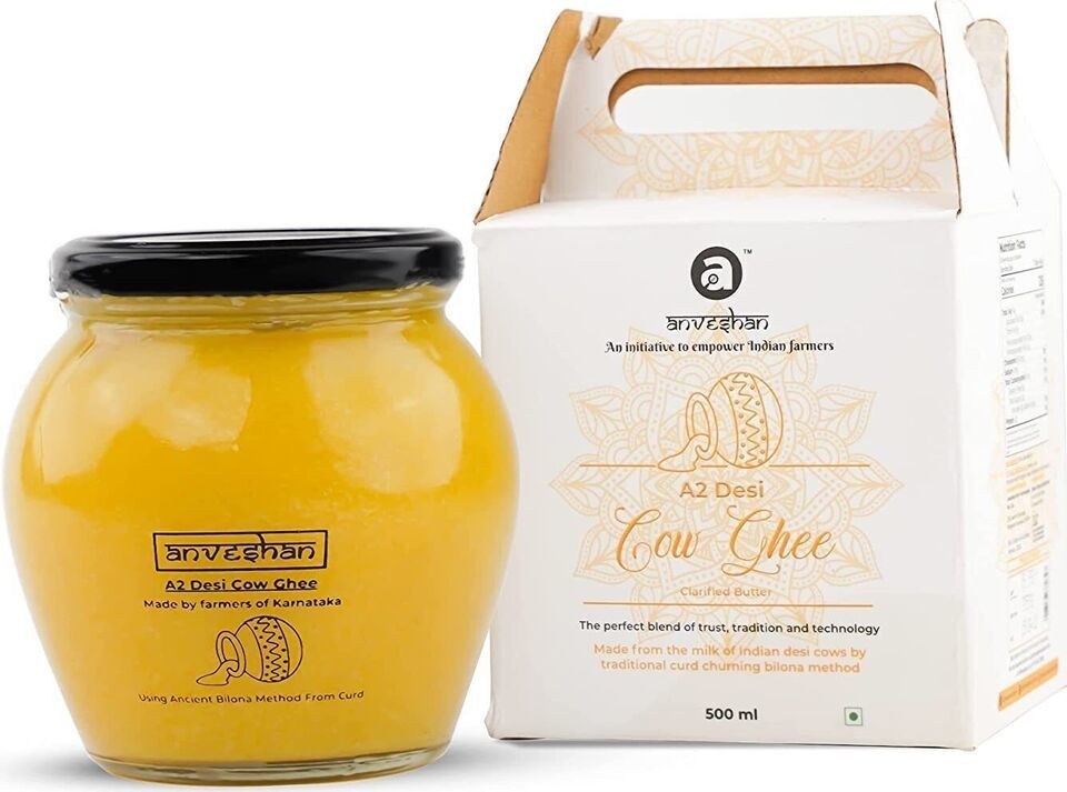 A2 Cow Ghee 500 ML Glass Jar Bilona Method Curd-Churned Pure Natural  Lab Tested - $38.65
