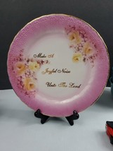 Vintage  &quot;Make a Joyful Noise Unto The Lord&quot; Pink Scalloped Collector&#39;s Plate - £3.17 GBP