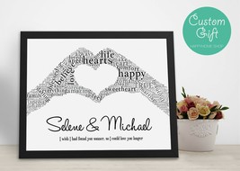Personalized Love Hands Word Clouds Gift for Wife Husband Girlfriend Boyfriend - £23.09 GBP+