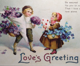 Love&#39;s Greeting Valentine Postcard Unsigned Ellen Clapsaddle 1912 Series 1835 - £9.79 GBP