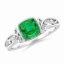 Authenticity Guarantee 
Angara Natural 6mm Emerald Ring in 14K White Gold (Ri... - £2,313.95 GBP