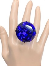 Oversized Royal Blue Adjustable Statement Big Party Ring Drag Queen Pageant - £13.45 GBP