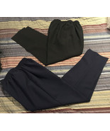 2 Pair Vintage Bon Worth Wm. XS P Pants Elastic Waisted Trousers Navy Bl... - £26.87 GBP