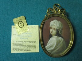Antique Miniature Oval Painting Of A Girl With Certificate Germany 3 X 2 1/2&quot; - £194.21 GBP