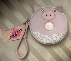 BETSEY JOHNSON LUV PINK PIG SPRINKLE MIRRORED MOUTH WRISTLET COIN PURSE NWT - $14.40