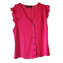 New York &amp; Company Dark Pink Short Sleeve Blouse - £7.64 GBP