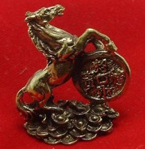 magic horse on chinese money china mini brass amulet talisman poker card protect - £23.54 GBP