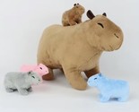 Capybara Family Stuffed Animal Mom 4 Babies Plushie Peluche 5 Pcs Cute Gift Toy