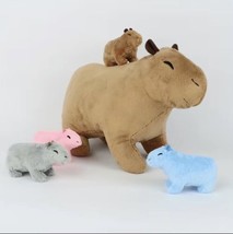 Capybara Family Stuffed Animal Mom 4 Babies Plushie Peluche 5 Pcs Cute Gift Toy - £25.87 GBP