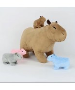 Capybara Family Stuffed Animal Mom 4 Babies Plushie Peluche 5 Pcs Cute Gift Toy - £26.36 GBP