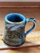 Vintage Wade Ireland Marked Miniature Blue Glazed Ceramic Beer Stein Mug w Horse - £8.99 GBP
